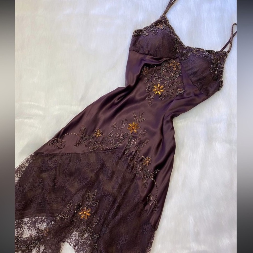 Vintage Y2K 100% Silk Dress Lace Fairy Vintage Beaded Dress Sue Wong Dress